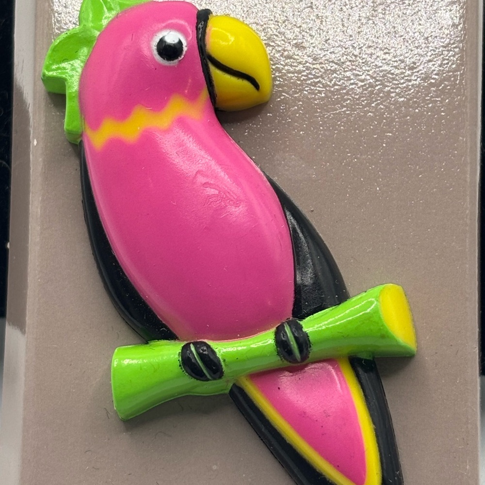 Avon Pink and Green Parrot Brooch